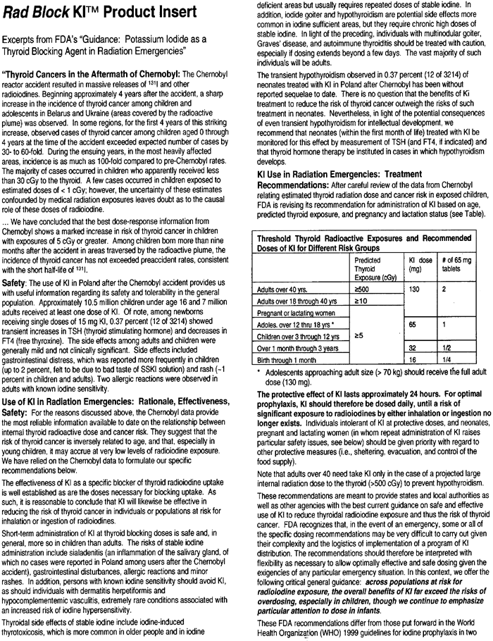 RAD BLOCK, Potassium Iodide Anti-Radiation Pill FAQ